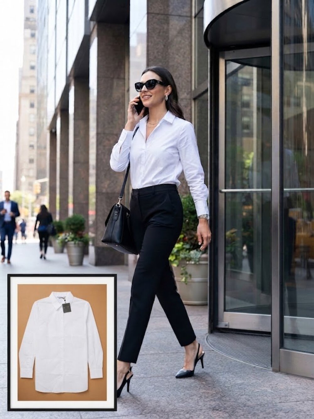 Marled White Tailored Dress Shirt Women's Large Long Sleeve Button Down Work